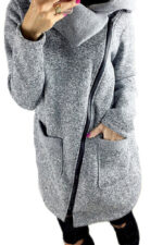 Celino Women's Gray Long Sleeve Round Collar Hoodie T-Shirt Sweater - Celino Corp.