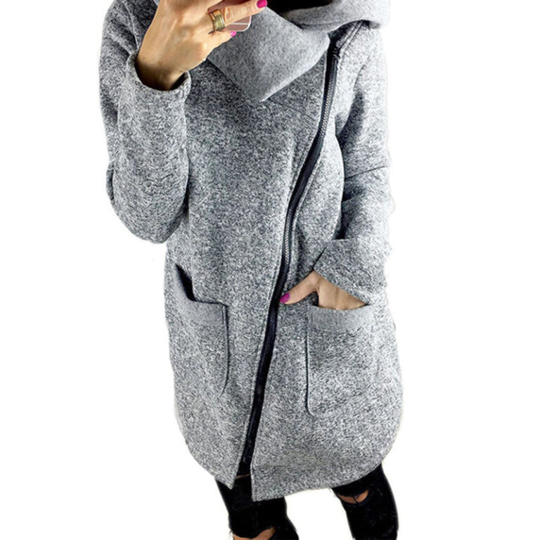 Celino Women's Gray Long Sleeve Round Collar Hoodie T-Shirt Sweater - Celino Corp.