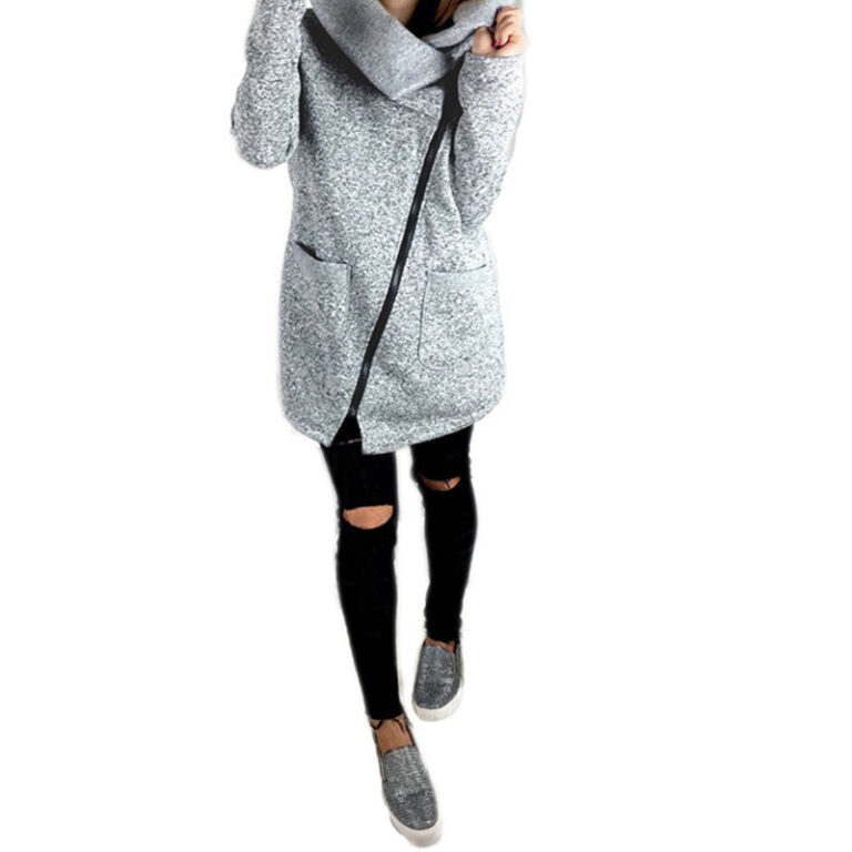 Celino Women's Gray Long Sleeve Round Collar Hoodie T-Shirt Sweater - Celino Corp.