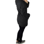 Celino Women's Black Long Sleeve Round Collar Hoodie T-Shirt Sweater