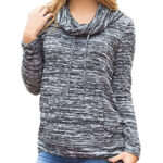 Women's Fashion Long Sleeve Round Collar Hoodie Gray T-Shirt Tops Sweater