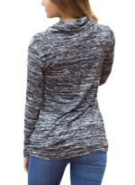 Women's Fashion Long Sleeve Round Collar Hoodie Gray T-Shirt Tops Sweater - Image 2