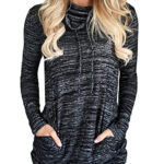 Copy of Women's Fashion Long Sleeve Round Collar Hoodie Black T-Shirt Tops Sweater