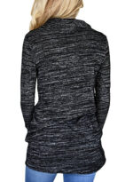 Copy of Women's Fashion Long Sleeve Round Collar Hoodie Black T-Shirt Tops Sweater - Image 2