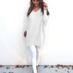Celino Women's White Sexy Long Sleeve V Neck Autumn Knitted Tops Sweater - Celino Corp.