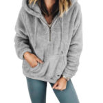 Celino Women's Grey Sexy Fleece Winter Warm Zipper Hooded Coats Sweater - Celino Corp.
