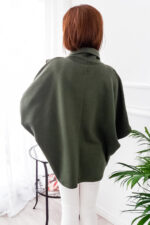 Celino Women's Fashion Design Green Fleece Hoodies High Collar Sweater - Image 2