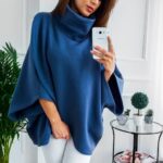 Celino Women's Fashion Design Blue Fleece Hoodies High Collar Sweater - Celino Corp.