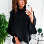 Celino Women's Fashion Design Black Fleece Hoodies High Collar Sweater - Celino Corp.