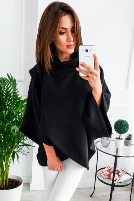 Celino Women's Fashion Design Black Fleece Hoodies High Collar Sweater - Celino Corp.