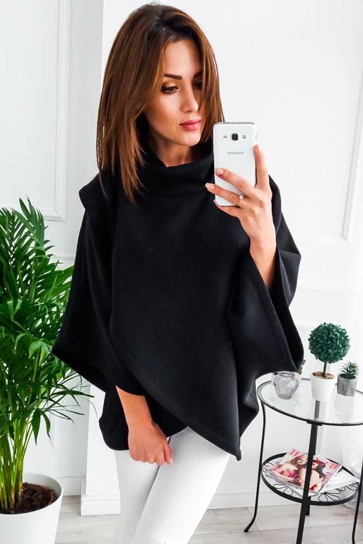 Celino Women's Fashion Design Black Fleece Hoodies High Collar Sweater - Celino Corp.