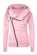 Pink Long Sleeve Hoodie for Women - Going Out Coat Sweater for Ladies - Image 3