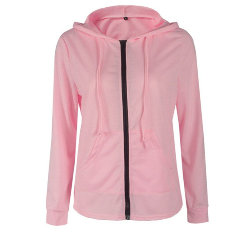 Celino Women's Pink Long Sleeve Hoodies Zipper Sweat-Shirt Sweater - Celino Corp.