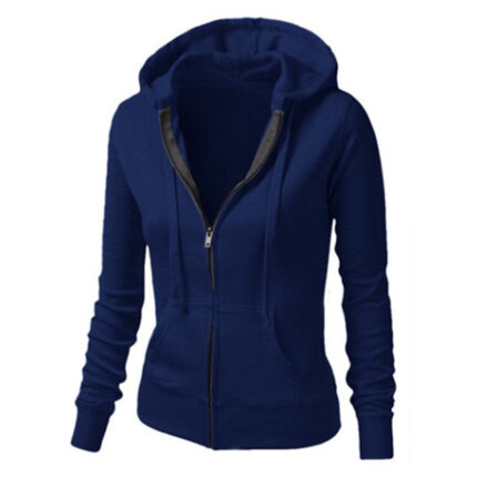 Celino Women's Blue Long Sleeve Hoodies Zipper Sweat-Shirt Sweater