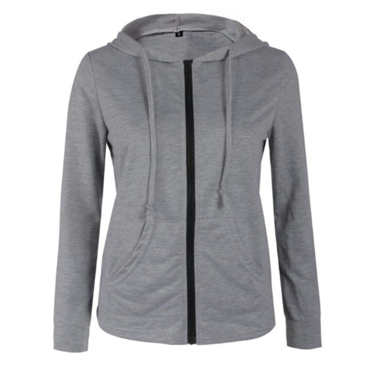 Celino Women's Grey Long Sleeve Hoodies Zipper Sweat-Shirt Sweater - Celino Corp.