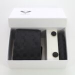 Celino Jet Black Squares Silk Necktie with Cufflinks & Pocket Square for Men - Image 3