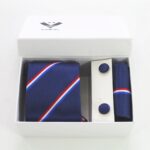 Celino Multi Color Stripes Silk Necktie with Cufflinks & Pocket Square for Men - Image 3