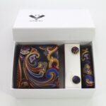 Celino Multi Color Paisley Silk Necktie with Cufflinks & Pocket Square for Men - Image 3