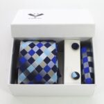 Celino Multi Color Squares Silk Necktie with Cufflinks & Pocket Square for Men - Image 3