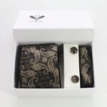 Lines & Checked Multi Color Designer Silk Floral Necktie with Matching Cufflinks & Pocket Square Set for Men - Image 2