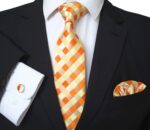Celino Multi Color Silk Necktie with Cufflinks & Pocket Square for Men