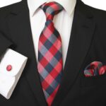 Check Multi Color Designer Silk Floral Necktie with Matching Cufflinks & Pocket Square Set for Men