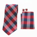 Check Multi Color Designer Silk Floral Necktie with Matching Cufflinks & Pocket Square Set for Men - Image 2