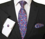 Celino Multi Color Paisley Silk Necktie with Cufflinks & Pocket Square for Men