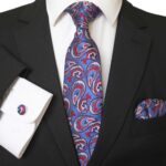 Celino Multi Color Paisley Silk Necktie with Cufflinks & Pocket Square for Men