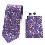Celino Multi Color Paisley Silk Necktie with Cufflinks & Pocket Square for Men - Image 2