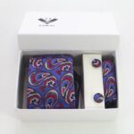 Paisley Multi Color Designer Silk Floral Necktie with Matching Cufflinks & Pocket Square Set for Men - Image 3