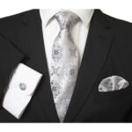 Multi Color Designer Silk Floral Necktie with Matching Cufflinks & Pocket Square Set for Men - Celino Corp.