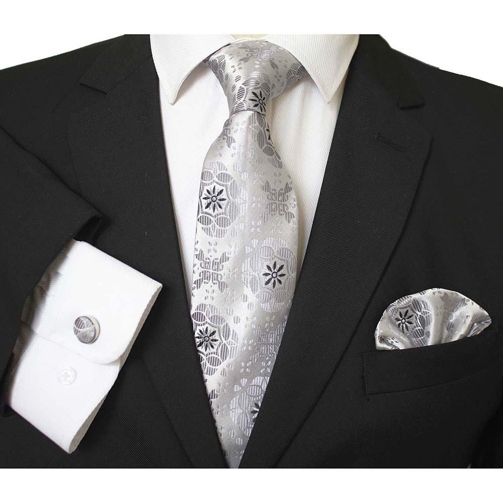 CET029_1 Multi Color Designer Silk Floral Necktie with Matching Cufflinks & Pocket Square Set for Men - Celino Corp.