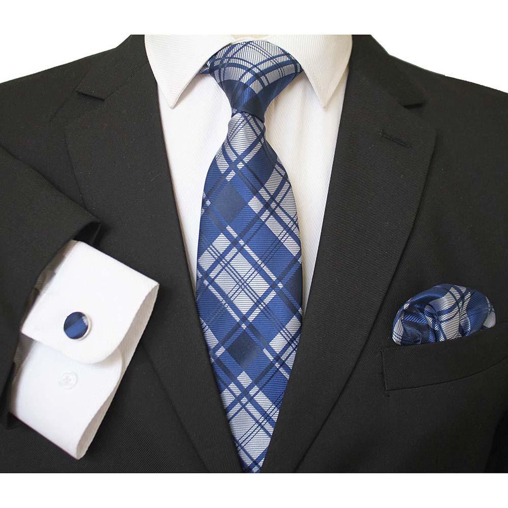 CET034_1_cece8578-c467-4f74-a512-4a0361fb0a2d Silk Necktie Set with Cufflinks and Handkerchief Pocket Square Made in Europe - Image 1