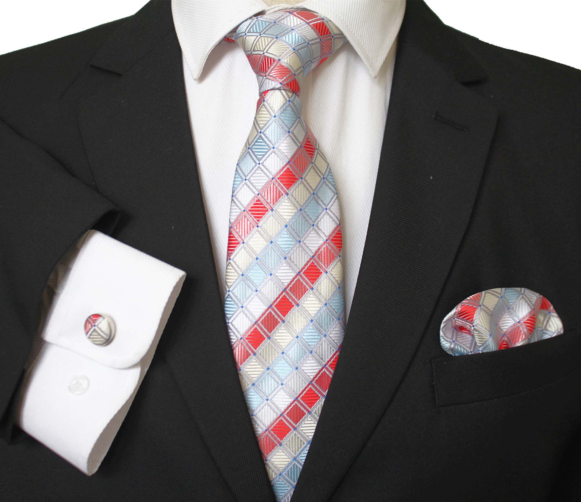 CET036_1a_2dbd8a1b-c492-4f7d-a115-3fa99851d225 Celino Turkish Woven Silk Necktie Set with Cufflinks & Handkerchief for Men - Image 1