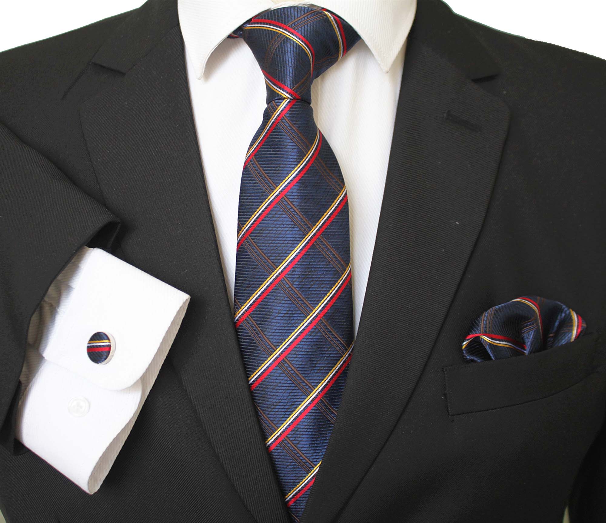 CET038_1a_6c41d1de-2a8e-4180-a7b2-c407bbca26d5 Celino Classic Stripes Silk Tie Set Woven Necktie for Men Made In Europe - Image 1