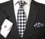 Celino Classic Silk Tie Set Woven Necktie with Cufflinks & Handkerchief European