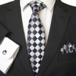 Celino Classic Silk Tie Set Woven Necktie with Cufflinks & Handkerchief European