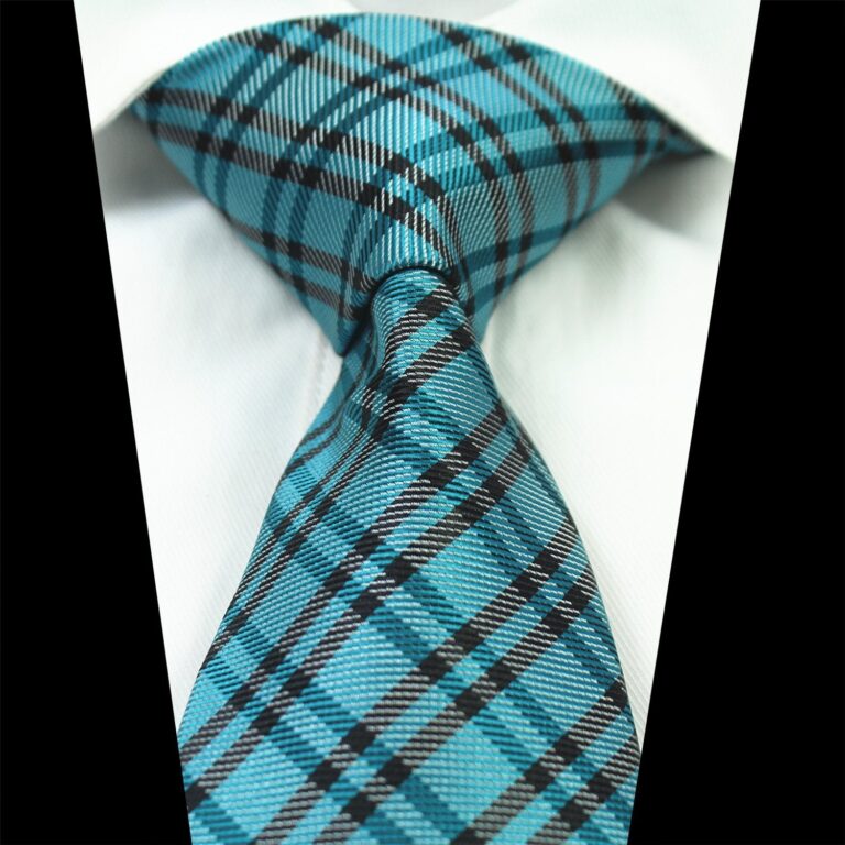 Celino Men's Teal Black Check Silk Multi Color Neck tie neckties Premium Turkey Made - Celino Corp.