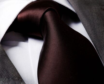 Dark Brown Checkers Designer Silk Floral Necktie with Matching Cufflinks & Pocket Square Set for Men