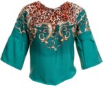 Multi-Color Long Sleeve Off the Shoulder Blouse for Women - Going Out Turquoise Tops for Ladies - Celino Corp.