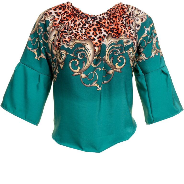 Multi-Color Long Sleeve Off the Shoulder Blouse for Women - Going Out Turquoise Tops for Ladies - Celino Corp.