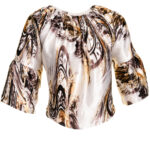Multicolor Long Sleeve Off the Shoulder Blouse for Women - Going Out Tops for Ladies