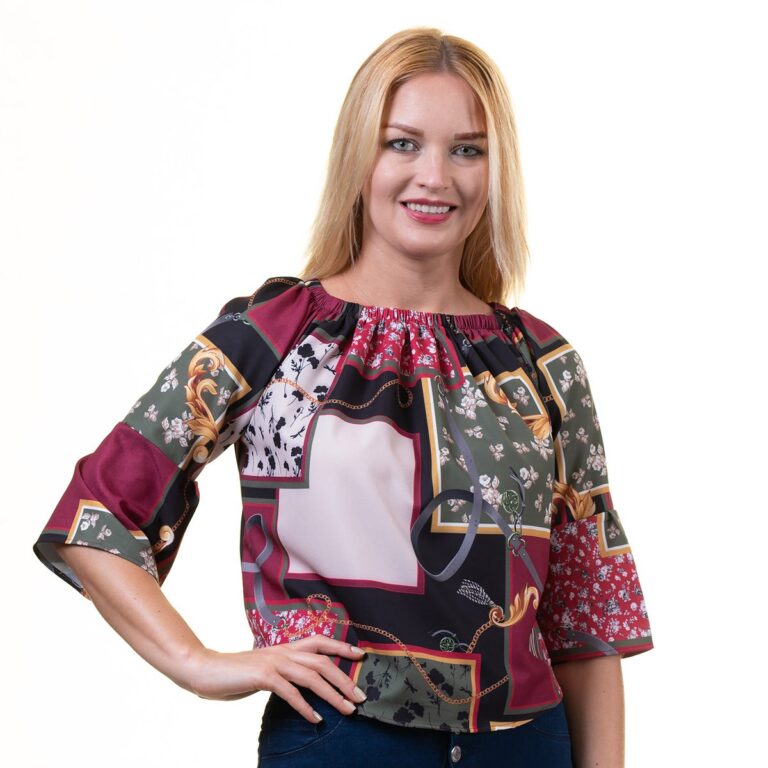 Carmine Multicolor Long Sleeve Off the Shoulder Blouse for Women - Going Out Textured Tops for - Celino Corp.