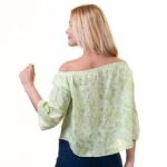 Green Long Sleeve Off the Shoulder Blouse for Women - Going Out Pattern Tops for Ladies - Celino Corp.
