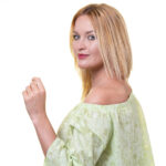 Green Long Sleeve Off the Shoulder Blouse for Women - Going Out Pattern Tops for Ladies - Celino Corp.