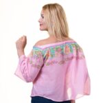 Pink Multicolor Long Sleeve Off the Shoulder Blouse for Women - Going Out Floral Tops for Ladies - Celino Corp.
