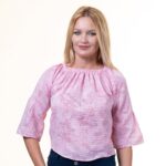 Pink Long Sleeve Off the Shoulder Blouse for Women - Going Out Textured Tops for Ladies - Celino Corp.
