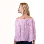 Pink Long Sleeve Off the Shoulder Blouse for Women - Going Out Textured Tops for Ladies - Celino Corp.