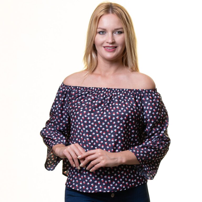 Purple With Multicolor Long Sleeve Off the Shoulder Blouse for Women - Going Out Polka Dots Tops for - Celino Corp.